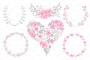 Pink & Grey Floral Heart Clipart, an Illustration by Amanda Ilkov (Thumbnail 3 of 4)