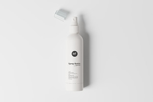 White Plastic Spray Bottle Mockups