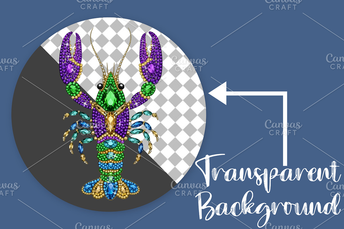 Rhinestone Mardi Gras Crawfish PNG, an Illustration by Canvas Craft (Photo 4 of 6)