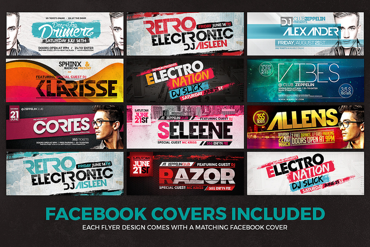 12 DJ Event Flyers + FB Covers, a Flyer Template by Graphicdome (Photo 5 of 5)