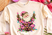 Retro Pink Santa Lights Clipart PNG, a Seasonal Illustration by CrexoraLab (Thumbnail 3 of 4)