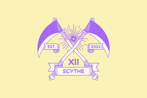 Cartoon Line Art Scythe Emblem