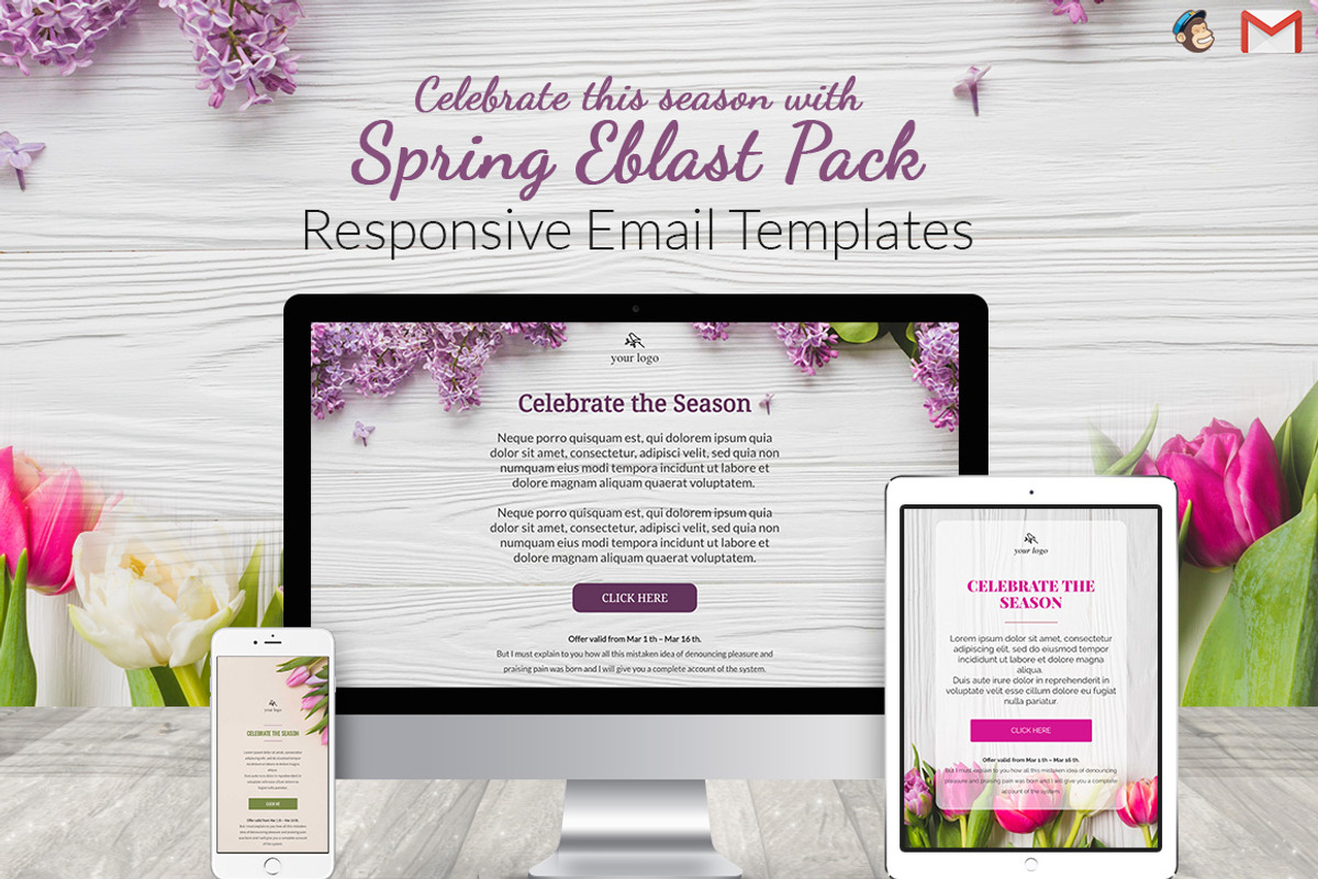 3 Spring Email Templates Pack, an Email Template by Khryna Designs (Photo 1 of 4)