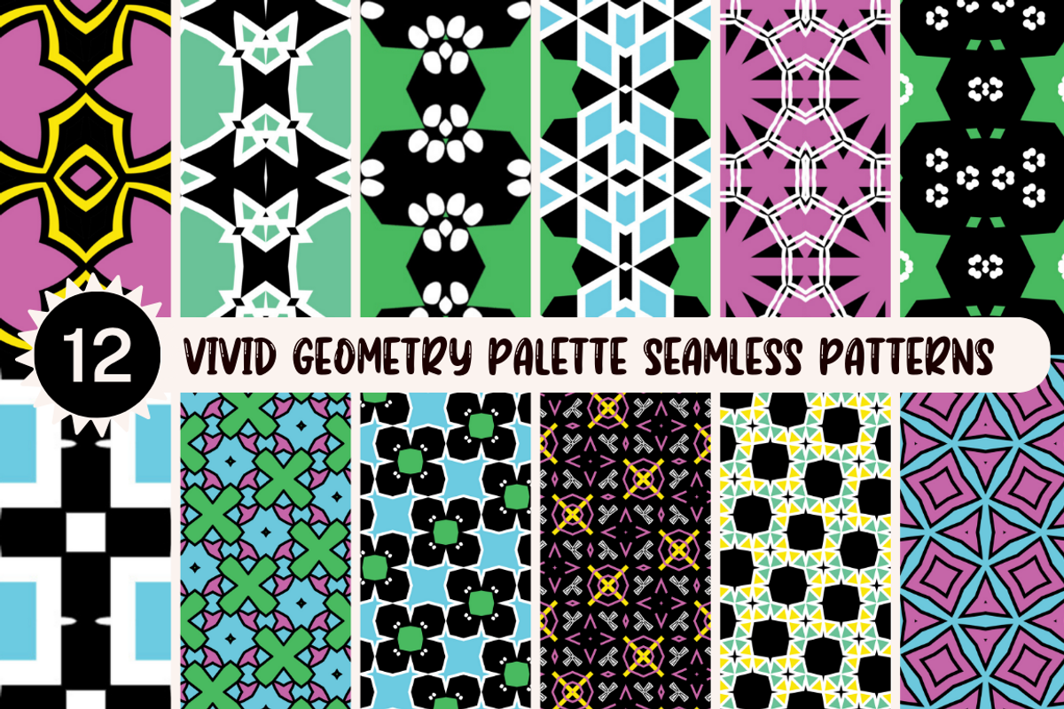 Vivid Geometry Palette Patterns, a Pattern Graphic by PrintHaven Designs (Photo 1 of 8)