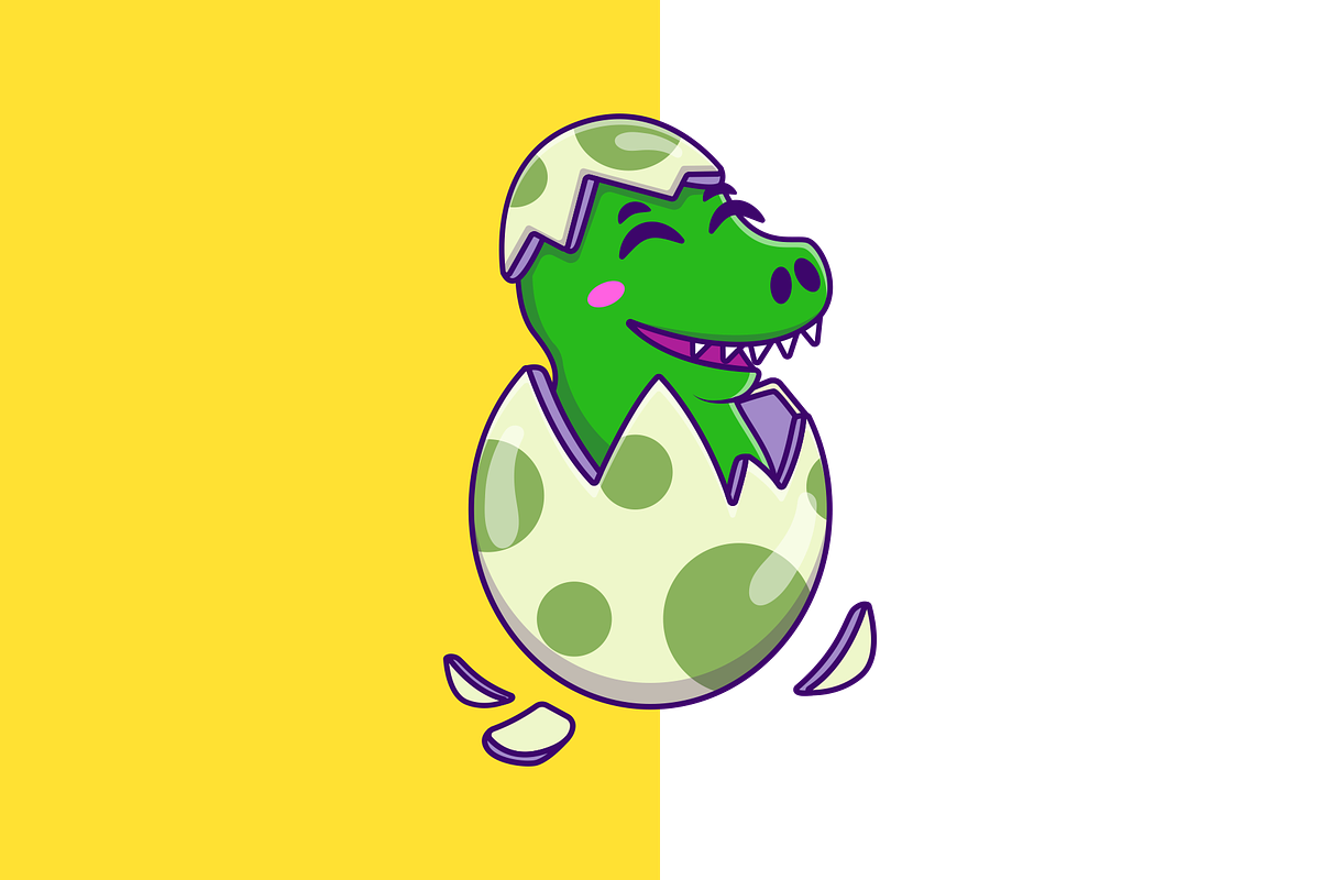 Cute Dino On Crack Egg Cartoon, an Animal Illustration by Artstorystudio (Photo 2 of 3)