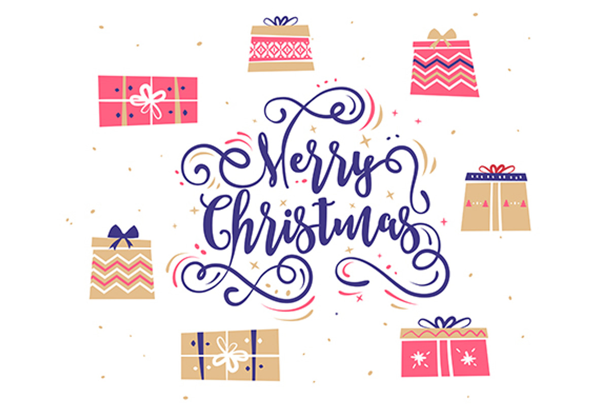 Lettering Composition with gifts, a Decorative Illustration by Krolone