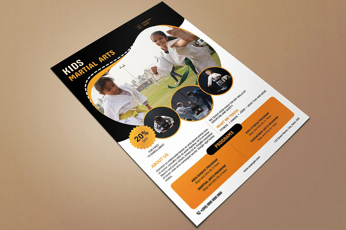 Kids Martial Arts Flyer Template, a Flyer Template by retrographix (Photo 4 of 4)