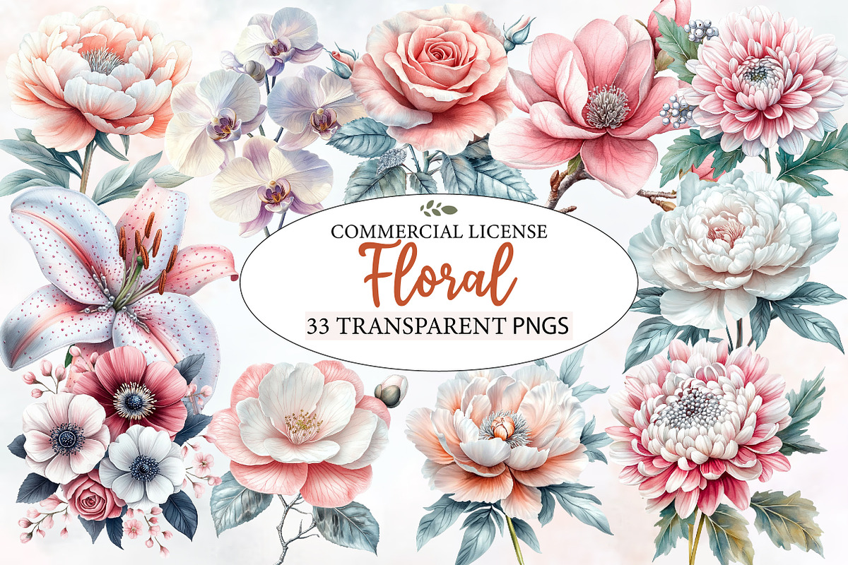 Pink White and Floral Clipart, an Illustration by Designworld (Photo 1 of 5)