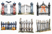 Watercolor Halloween Fence Clipart, an Illustration by Craft Nest (Thumbnail 4 of 6)