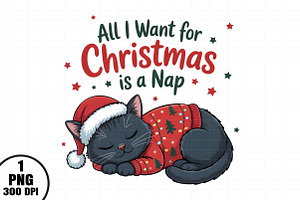 Sarcastic Funny Christmas Lazy Cat P, an Illustration by Daily.Designs