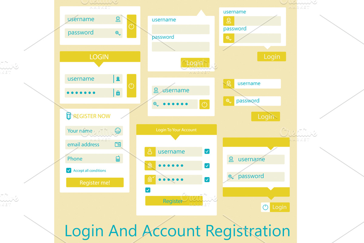 Login And Account Registration, an UI Kit Template by Sabelskaya