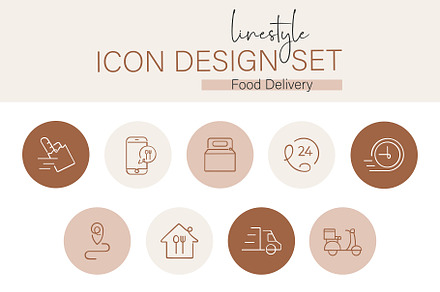 Icon Design Set Food Delivery, an Outline Icon by pepulousdsg