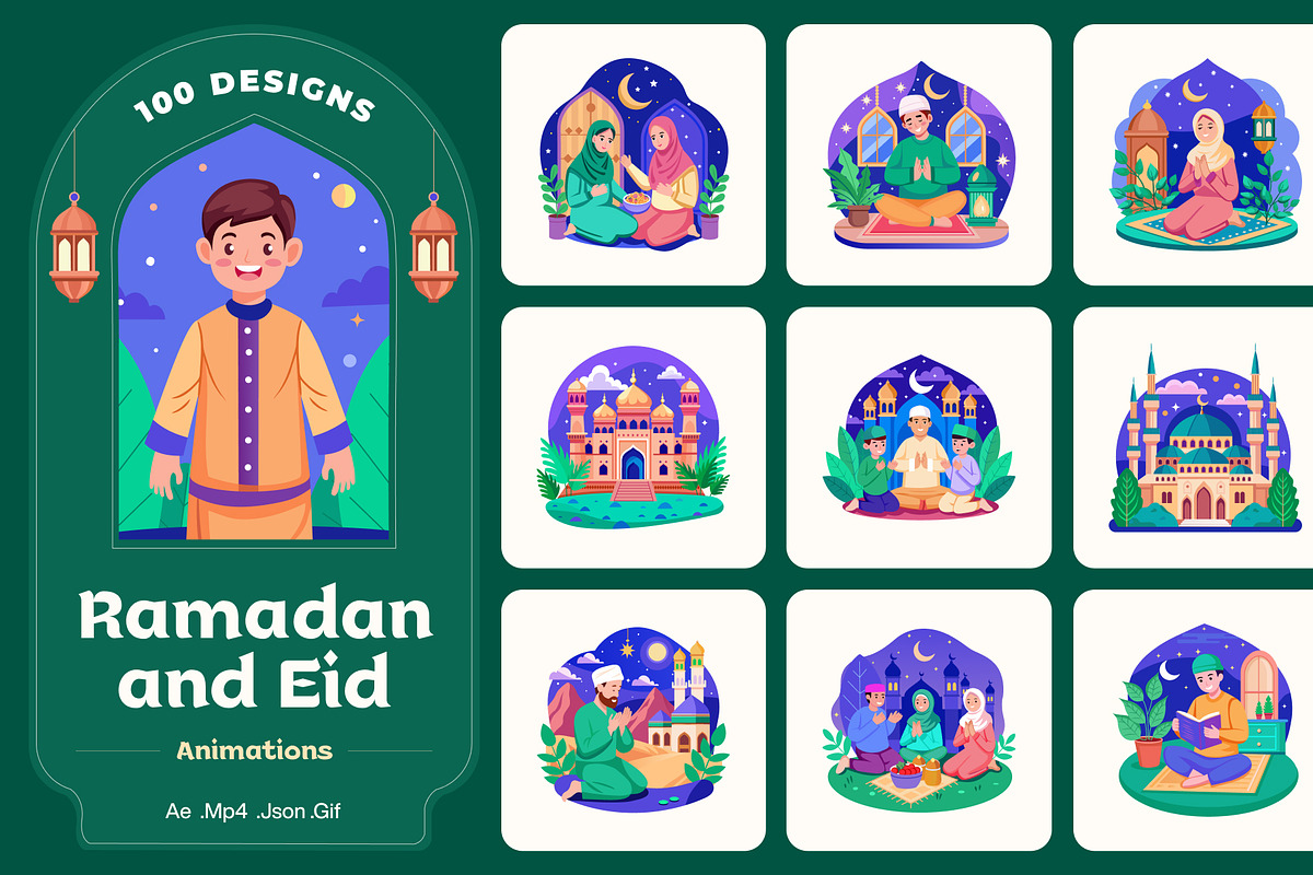Animated Ramadan and Eid Set, a Person Illustration by Brickclay (Photo 1 of 5)