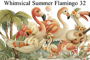 Whimsical Summer Flamingo Clipart, an Illustration by DreamArtGraphic (Thumbnail 1 of 8)