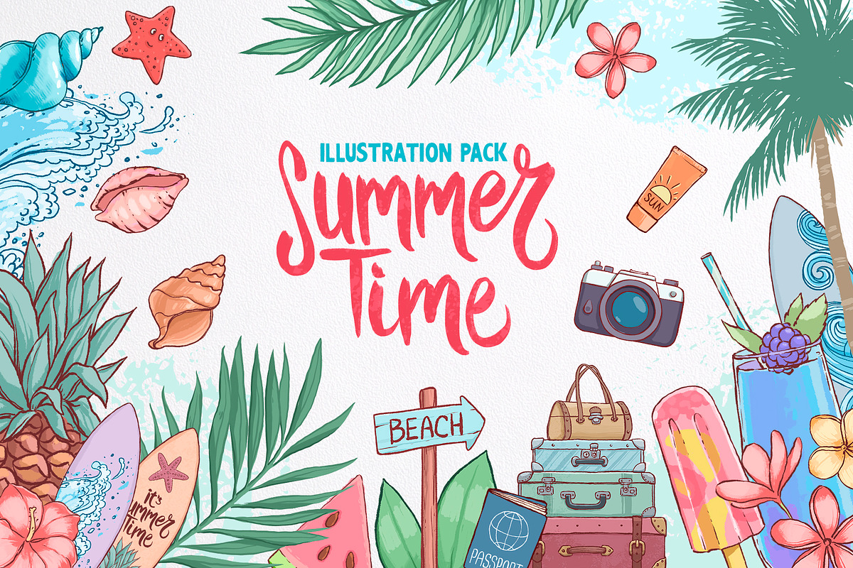 Summer time. Illustration pack., a Texture Illustration by AlexGreenArt (Photo 1 of 8)