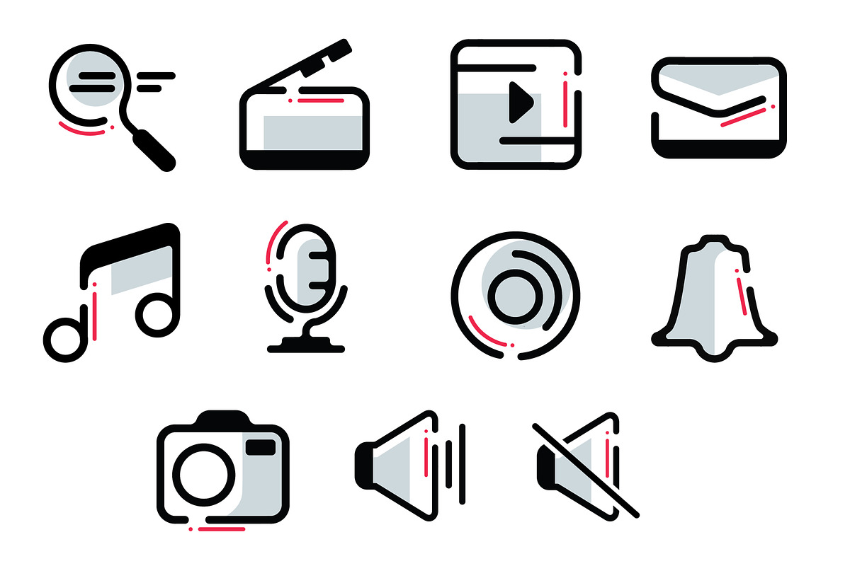 Multimedia and music icons, an Outline Icon by anchor_point_heshan