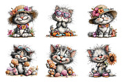 Watercolor summer cats clipart, an Illustration by SinaCreation (Thumbnail 2 of 9)