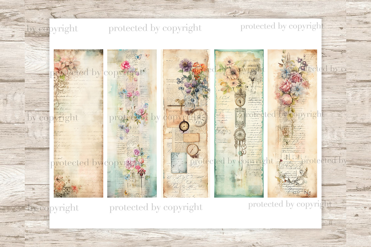 Vintage Letters Bookmarks, a Decorative Illustration by GlamArtZhanna (Photo 2 of 3)