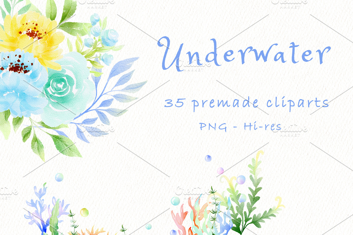 UNDERWATER SEA CLIPART, an Animal Illustration by heyiamalice (Photo 4 of 13)