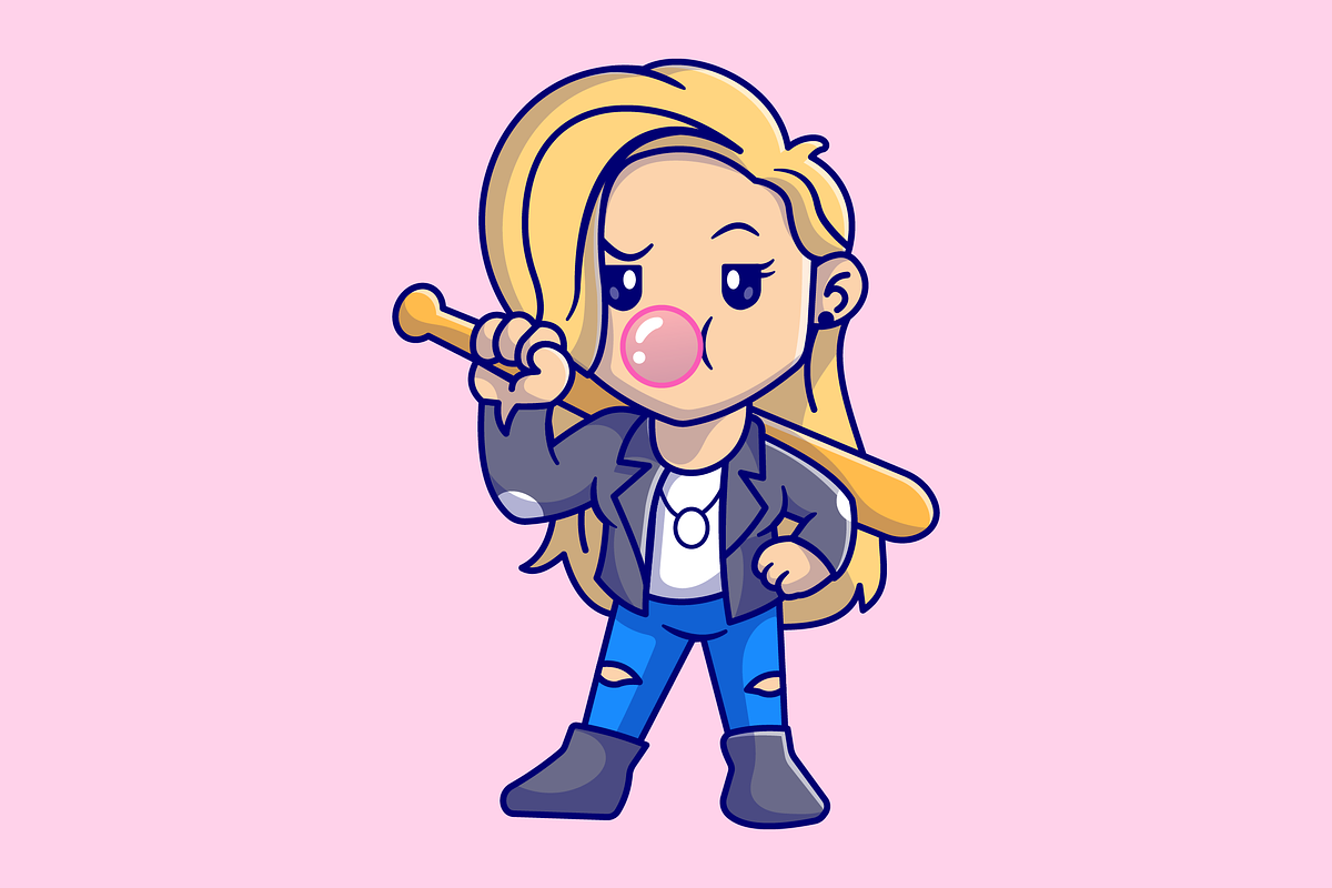 Cute Girl Holding Baseball Bat, a Person Illustration by Catalyst Labs (Photo 2 of 3)