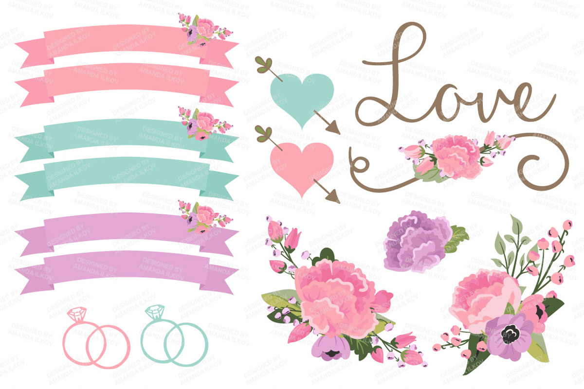 Wedding Floral Clipart & Vectors, an Illustration by Amanda Ilkov (Photo 4 of 4)