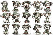 Whimsical Christmas Dog Cliart, an Illustration by Pixels.Craft (Thumbnail 5 of 6)
