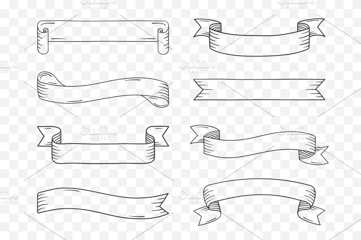 Hand Drawn Ribbons, a Graphic by PixMarket