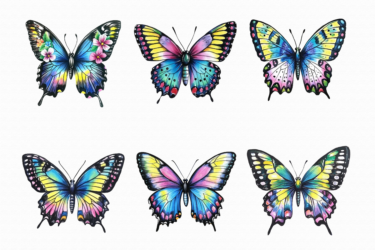 Watercolor Butterflies Clipart, an Illustration by Libby Wishes (Photo 4 of 5)