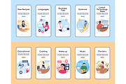 Online classes mobile app pages set, a Templates & Theme by IMG visuals characters (Thumbnail 1 of 3)