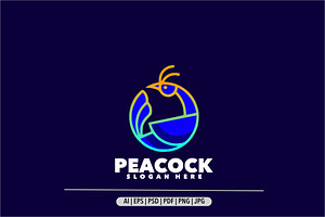 Peacock simple gradient logo, a Branding & Logo Template by Bayuktx