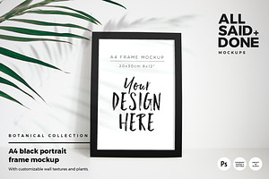 A4 Portrait Black Frame Mockup