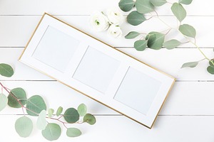 Three Square Gold Frame Stock Image