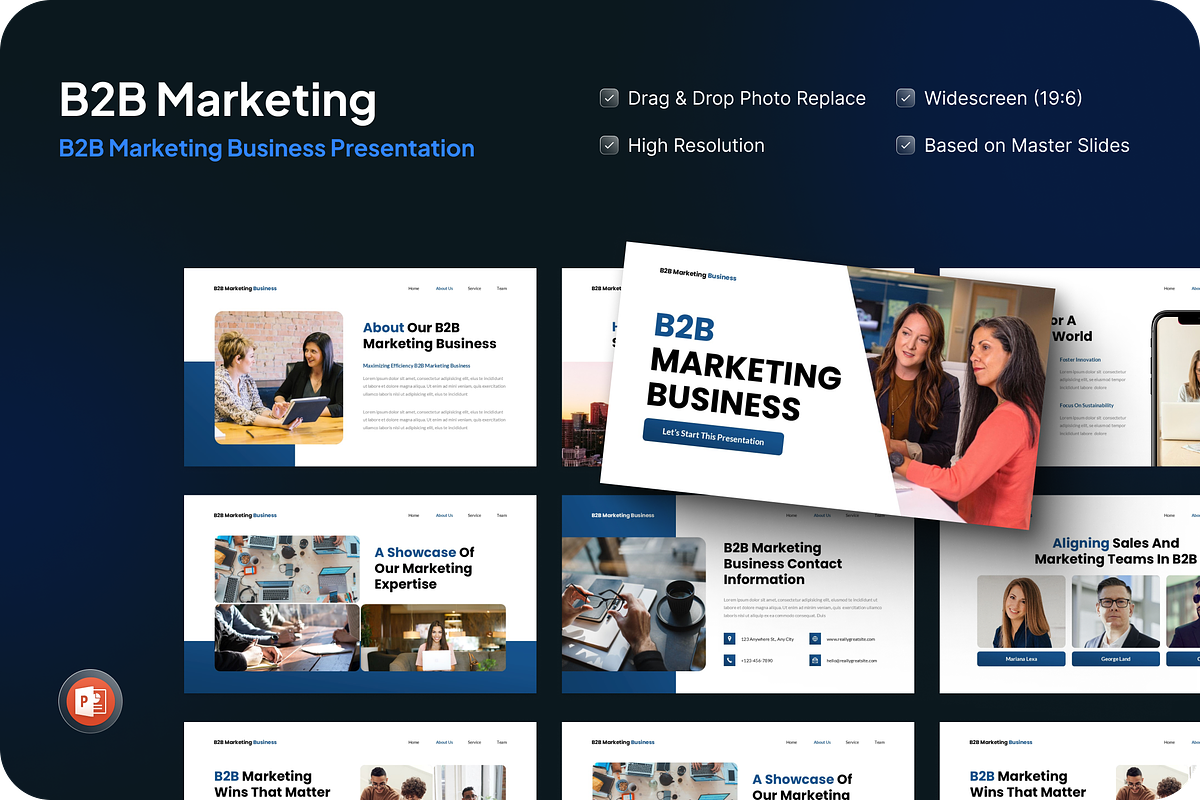B2B Marketing Business PowerPoint, a Presentation Template by SquidPixey (Photo 1 of 7)