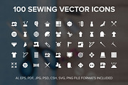 100 Sewing Vector Icons, a Solid Icon by Vectors Market (Thumbnail 1 of 2)
