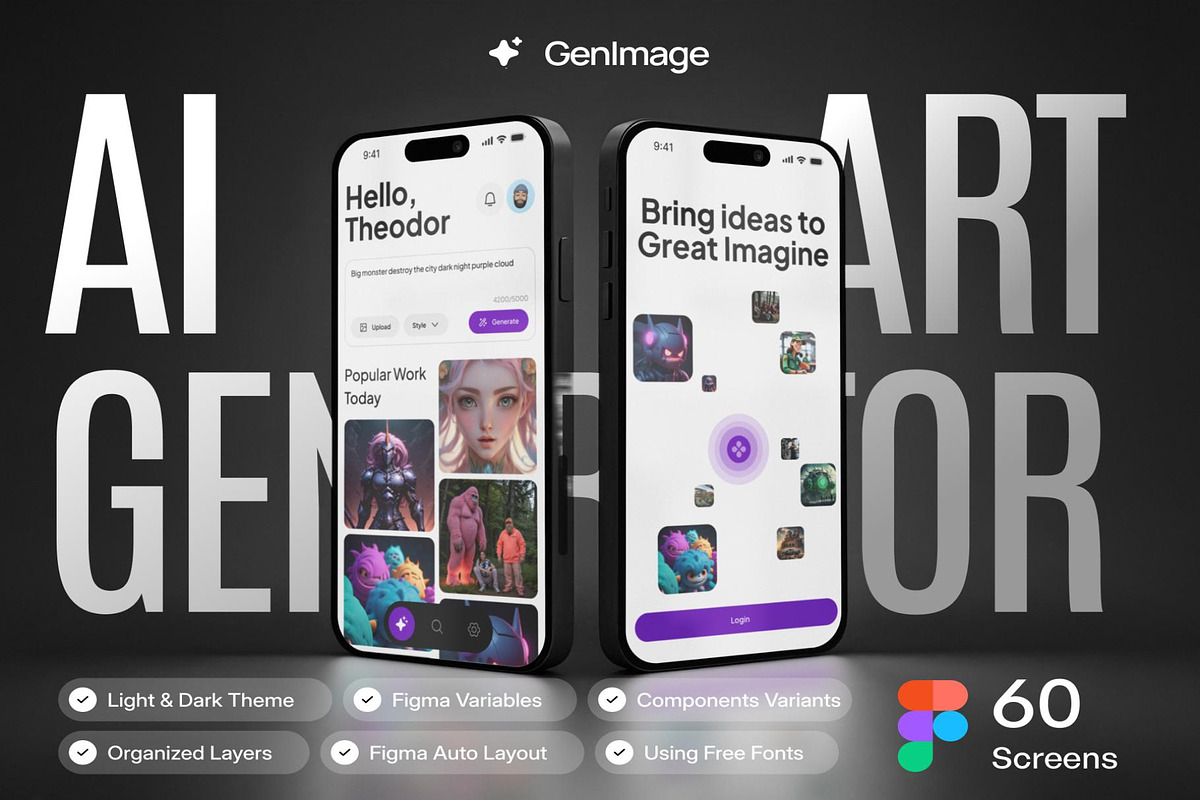 GenImage - AI Art Generator UI KIT, an UI Kit Template by Lumina_ui_ux202 (Photo 1 of 5)