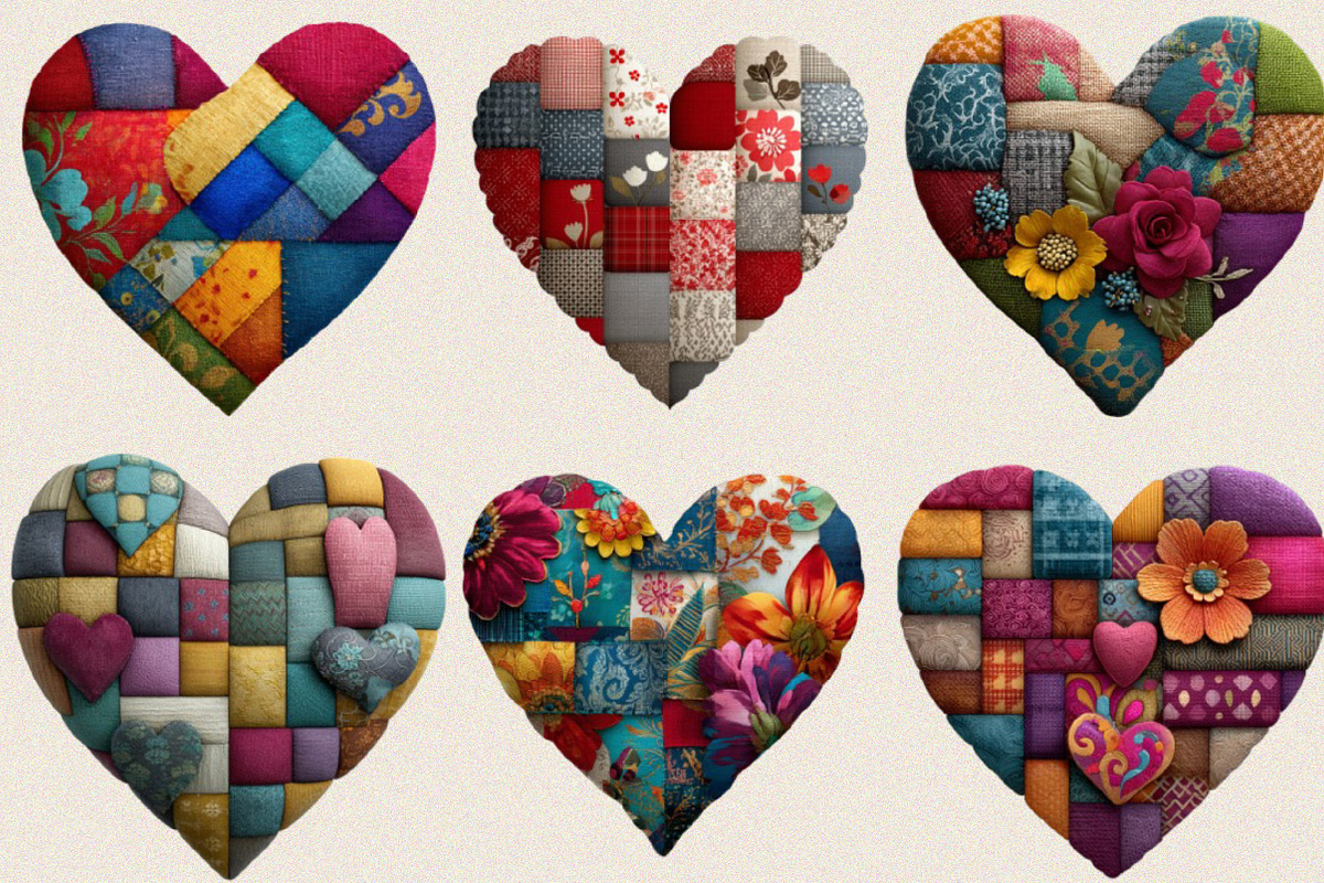 Patchwork Heart Valentine's Day Clip, an Illustration by SVGArt (Photo 2 of 8)