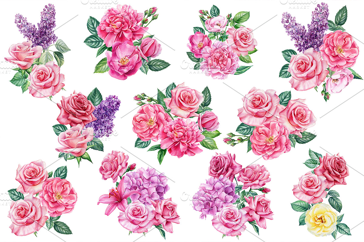 Garden Flowers hand drawn watercolor, a Decorative Illustration by Hanna Hryharenka (Photo 11 of 16)