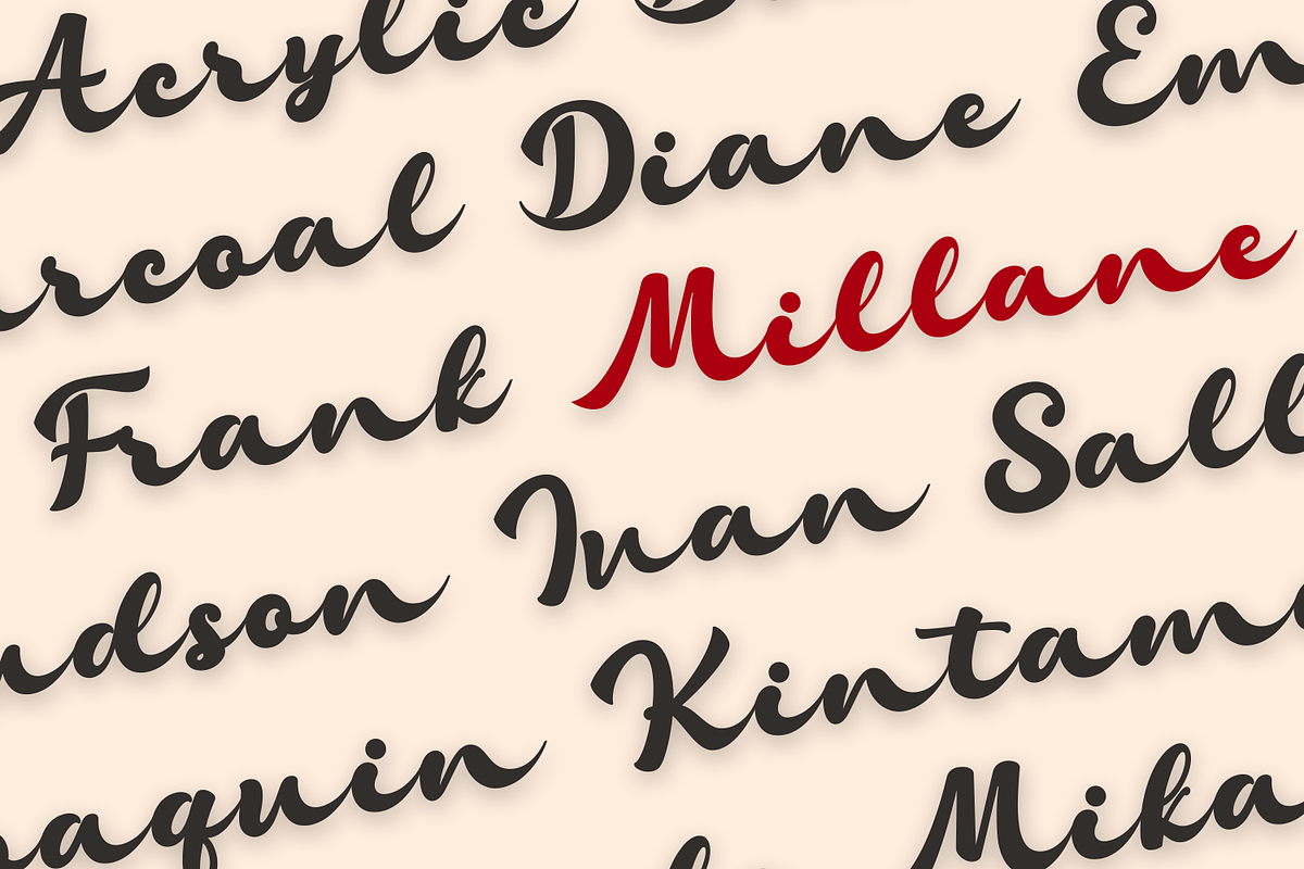 Millane Modern Script Font, a Script Font by Basnistudio (Photo 3 of 12)