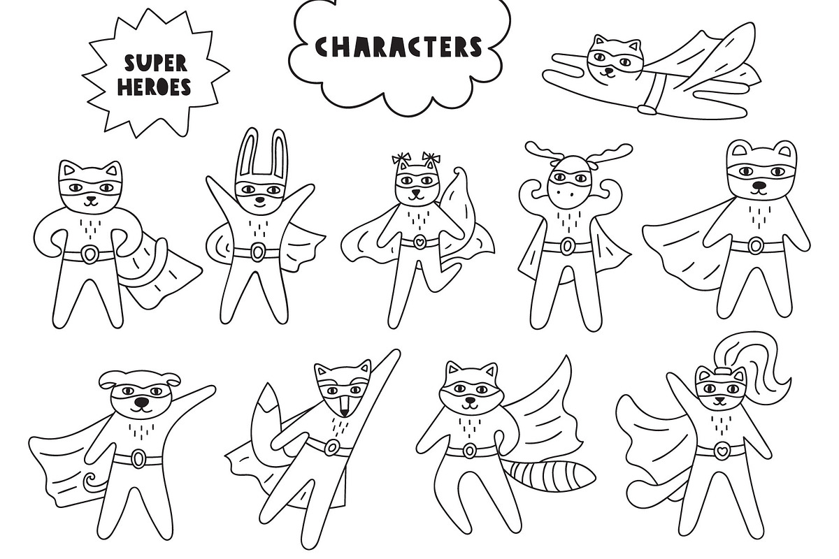 Super heroes. Kids edition., an Animal Illustration by cutelevindesign (Photo 2 of 13)