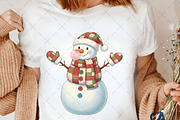 Cute Patchwork Snowman Christmas PNG, an Illustration by Creative Art (Thumbnail 4 of 6)