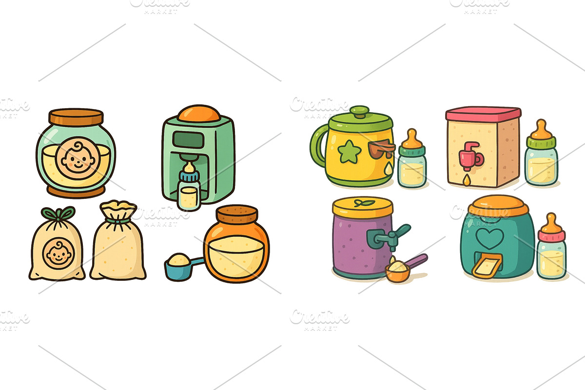 Cute collection of baby formula, a Food Illustration by ZinetroN