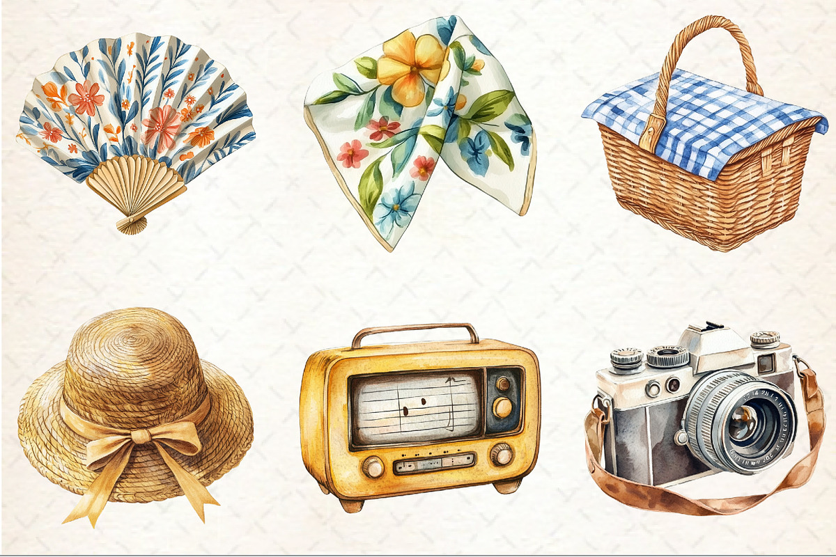Vintage Drawing Summer Clipart, an Illustration by Rose Art (Photo 3 of 4)