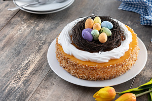 Homemade Easter egg cake on wooden t, a Food & Drink Photo by etorres69