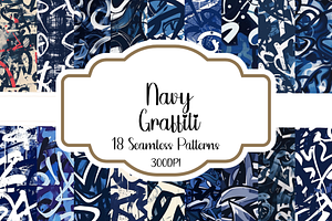 Navy Graffiti Seamless Patterns