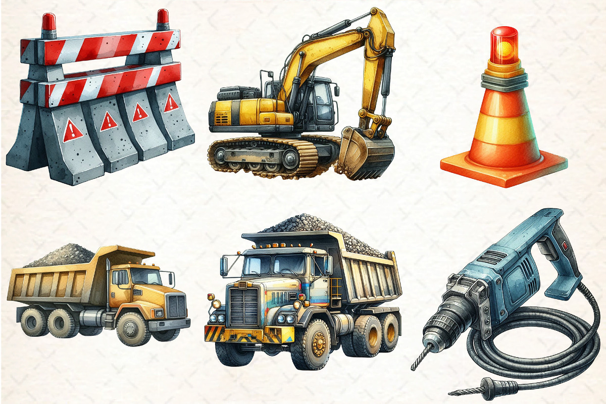 Construction Site Watercolor, an Illustration by DreamCafeArt (Photo 3 of 7)