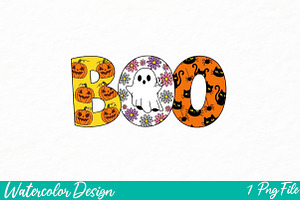 Boo Halloween Png, an Illustration by Watercolor design