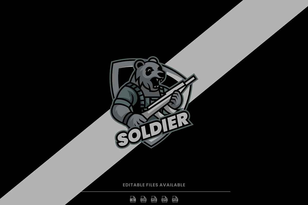 Bear Soldier Esports Mascot Logo, a Branding & Logo Template by Artnivora.Std
