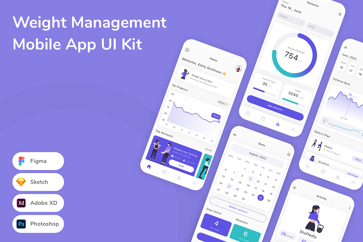 Weight Management Mobile App UI Kit, an UI Kit Template by Betush