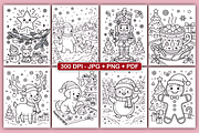 Cute Christmas Coloring Pages, a Seasonal Illustration by Design Station (Thumbnail 2 of 5)