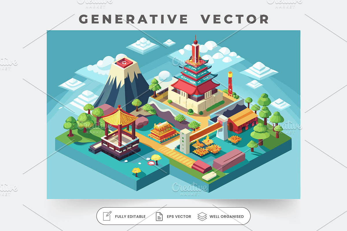 Discover a vibrant isometric landsca, a Graphic by SouravDesign
